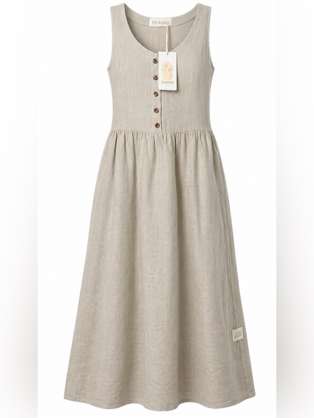 Nomad The Label Natural Linen Button-Front Dress XXL